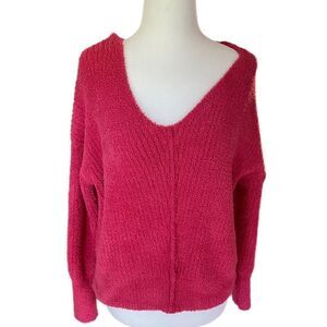 Lucky Brand Hot Pink Vneck Sweater Size Small